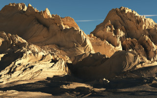 Mountain range clouds rocks sky 2 - octane renderer free wallpaper