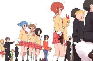 Group people school uniforms holding - hand free wallpaper