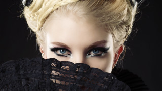 Blue eyes black lace gothic - a black dress free wallpaper