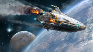Space ship smoke exhaust aurora - conceptart free wallpaper for desktop