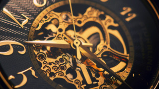Clock gold hands gears steampunk - a close up of a clock free wallpaper