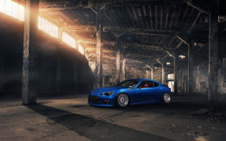 Blue sports car building sunlight - the doorway free wallpaper for desktop