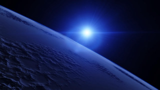 Bright blue sun earth horizon - space free wallpaper