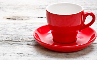 Red cup saucer wooden table 2 - a spoon free wallpaper for desktop