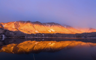 Mountain lake reflection sunset pink 2 - murata range free wallpaper for desktop