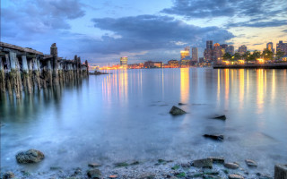 Hudson river cityscape night clouds - elizabeth charleston free wallpaper