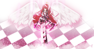 Girl wings sword checkered floor - wing and a sword free wallpaper