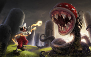 Cartoon character fireball forest snake - 2 d game art free wallpaper for desktop