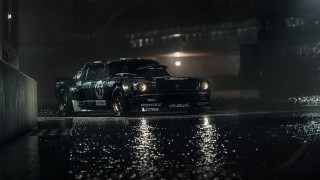Car wet street night cyberpunk - a wet street free wallpaper
