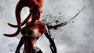 Woman tiger mask sword bloody - war free wallpaper for desktop