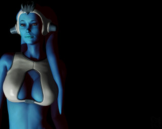 Woman headphones blue body dark - 3 d model free wallpaper