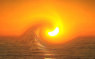 Sunset ocean wave surfer digital - sun free wallpaper for desktop