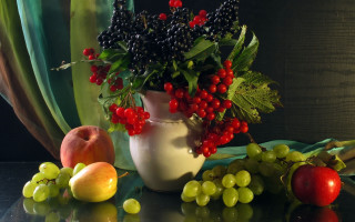 Vase fruit curtain magic realism - a curtain free wallpaper