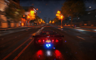 Car night autumn fire city - f 8 aperture free wallpaper