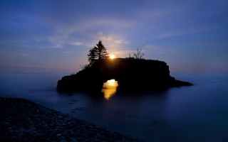 Small island tree sunset clouds - a small island free wallpaper