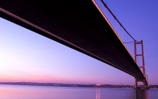 Bridge water city sunset purple - christo free wallpaper for desktop