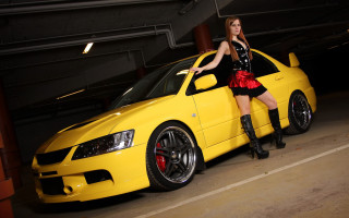 Woman yellow car parking garage - andrew boog faithfull free wallpaper