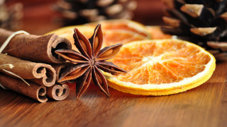Orange cinnamon anisette stilllife folkart - an orange slice free wallpaper