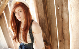 Red haired overalls hat outdoors - evaline ness free wallpaper