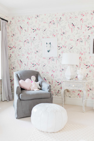 Living room bird wallpaper ottoman - soft color free wallpaper