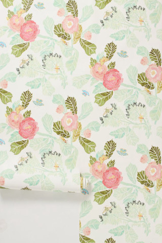 Floral wallpaper pink flowers white - green leaf and flowers free wallpaper