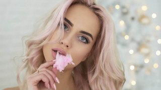 Pink haired woman flower bokeh - carla wyzgala free wallpaper