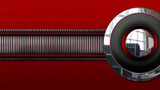Red ring window reflection clock - kinetic art free wallpaper