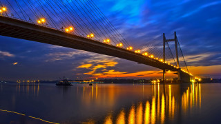 Bikash bridge water night lights - bikash bhattacharjee free wallpaper