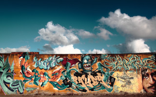 Graffiti wall cloudy sky mountains - anton graff free wallpaper