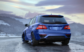 Blue car snowy mountains digital - the mountain free wallpaper