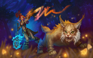 Cat woman fantasy fire ice - and a cat free wallpaper