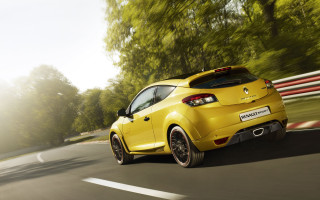 Yellow car forest road mountain - photoreal free wallpaper