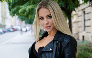 Black leather jacket woman street - a black leather jacket free wallpaper