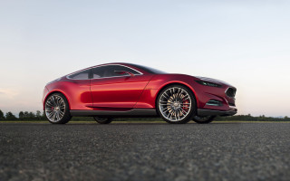 Red car road grass trees - a red car free wallpaper