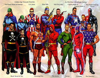 Superheroes group americanflag retro 1980s - a caption free wallpaper for desktop