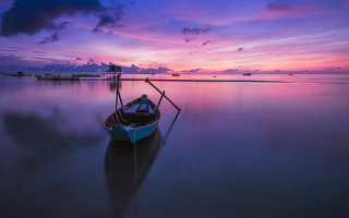 Boat beach sunset purple pink - sunset time free wallpaper