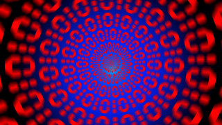 Red blue circular design honeycomb - technology free wallpaper