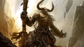 Horned man cave fantasy armor - a cave free wallpaper