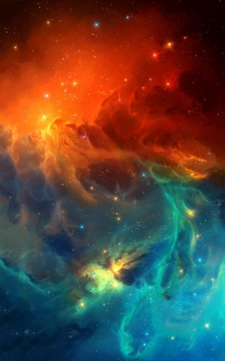 Colorful space stars orange blue - space free wallpaper for mobile