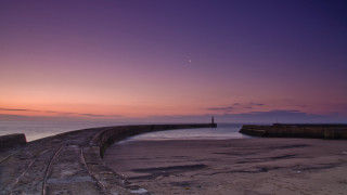 Pier lighthouse sunset purple magic - a long pier free wallpaper