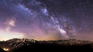 Night sky stars mountain range - alson s. clark free wallpaper
