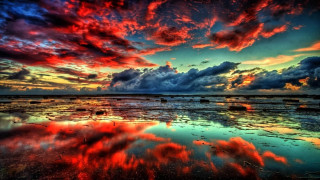 Colorful sunset clouds reflection water 2 - colorful cloud free wallpaper