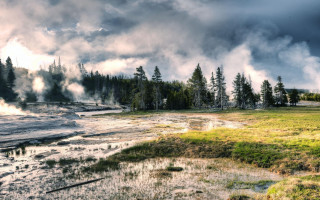 Large water surroundings steam nature - steam free wallpaper