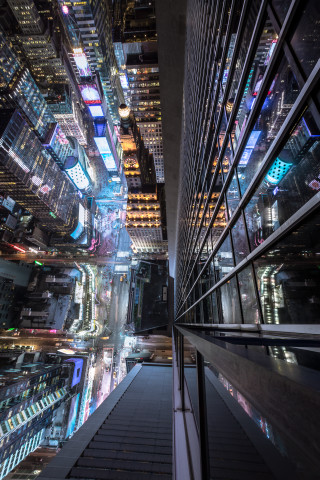 Tokyo cityscape night lights fisheye - a cityscape free wallpaper for mobile