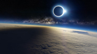 Solar eclipse earth horizon view 2 - a solar eclipse free wallpaper