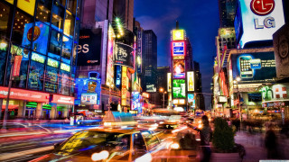 Busy city street cars neon - busy free wallpaper