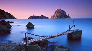 Wooden bridge mountain dusk purple - dusk free wallpaper for desktop