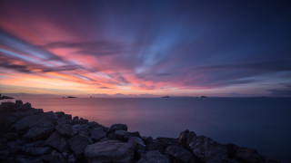 Sunset water rocks clouds mountain 2 - fletcher martin free wallpaper