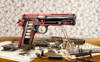 Toy gun tools table wallpapered - dong kingman free wallpaper
