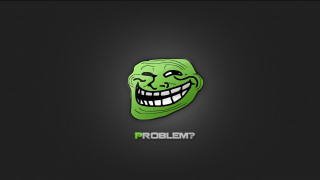 Green troll face smile problem - sticker free wallpaper